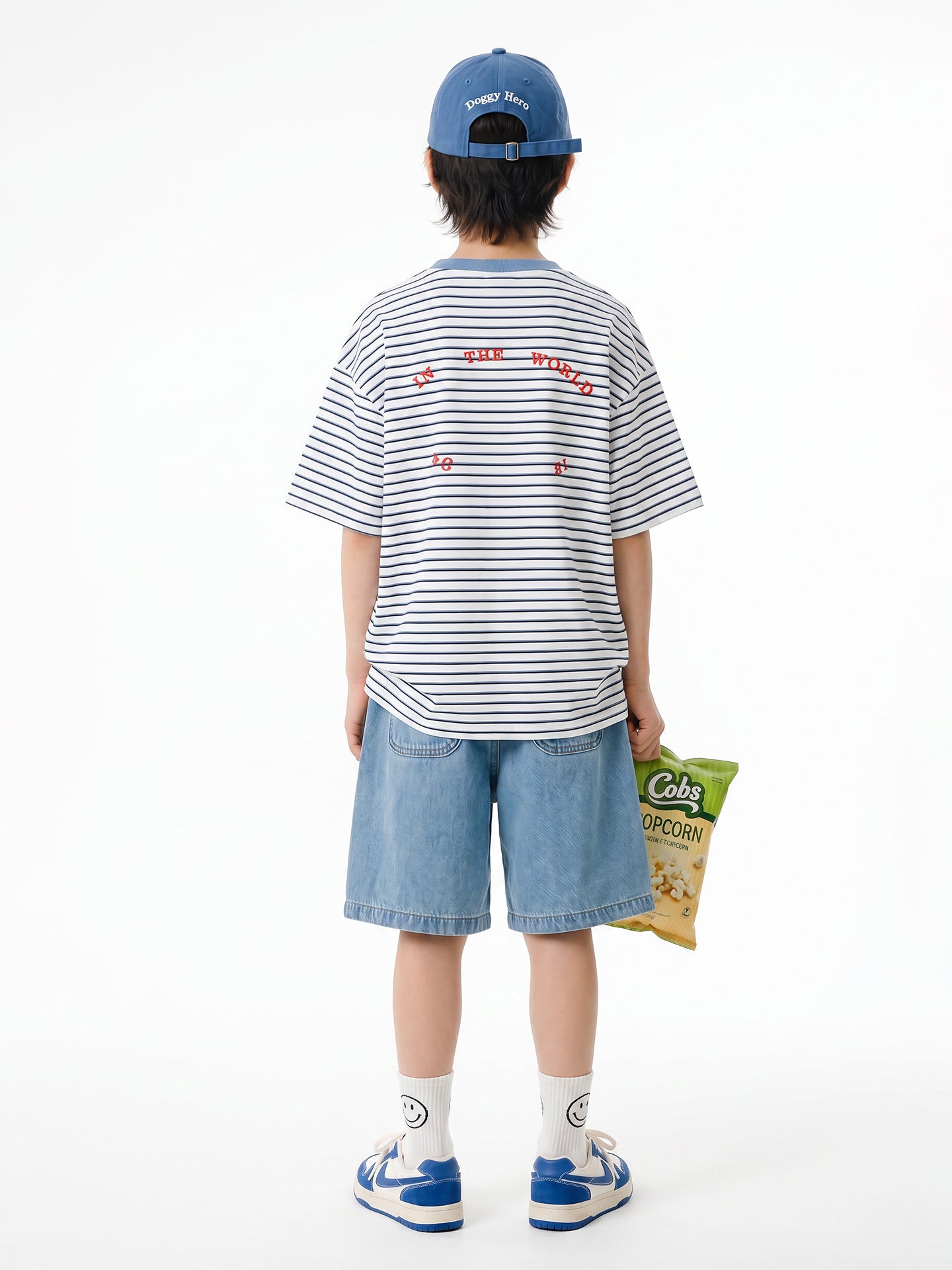 Children's Boys Loose Letter Stripes Short Sleeved Youth Casual Children's T-shirt