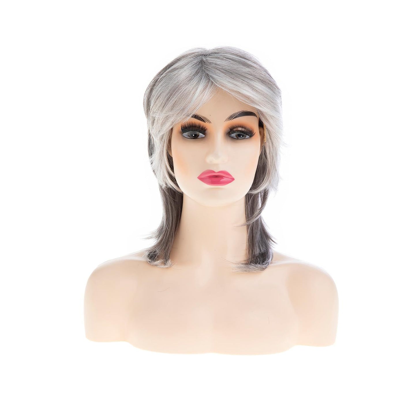 Grandma Gray White Anchovy Head Fashion Chemical Fiber Wig Short Straight Hair