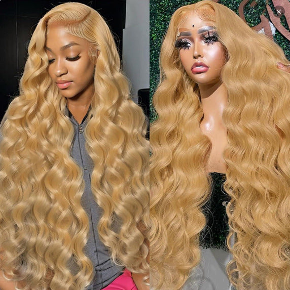 Female Medium Gradient Pink Curly Hair Wig Long Curls