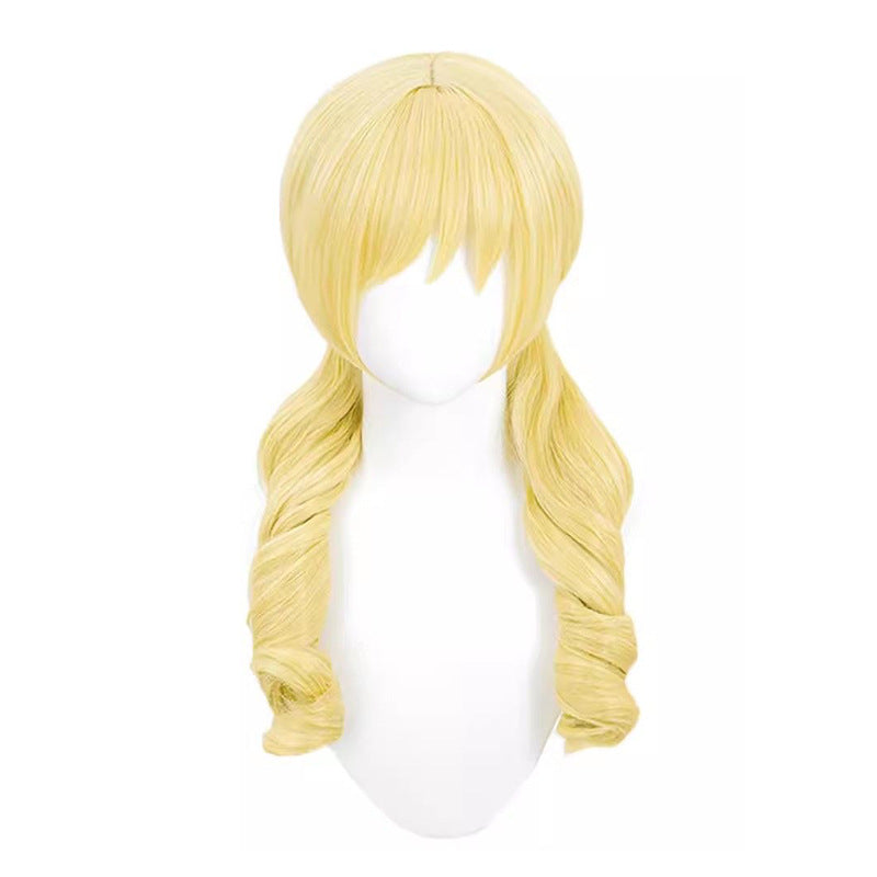 Blue Gradually Varied Pink Double Tiger Mouth Clip Mid-length Cos Wig
