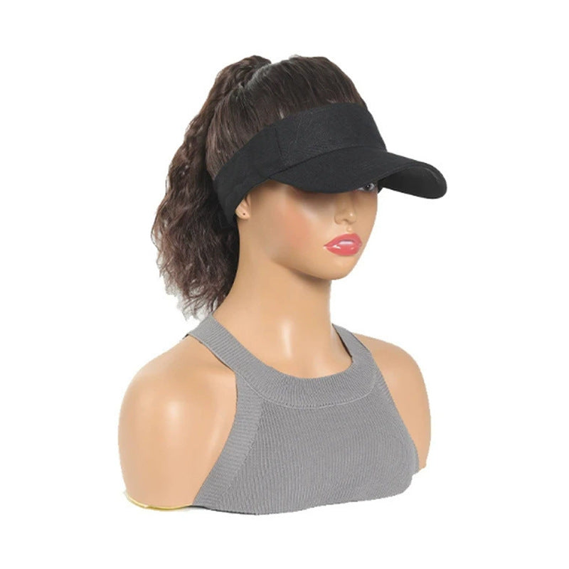 Women's Hat All-in-one Fashion Trendy Corrugated Curly Hair Air Top Wig Ponytail