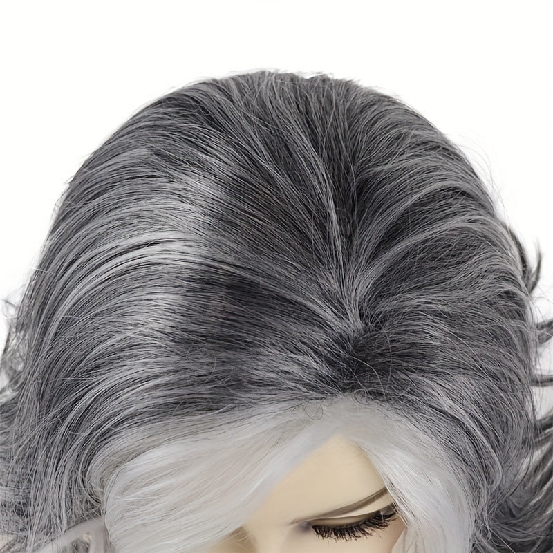 Women's Sier Gray With Bangs Fashion Hairstyle Bob Role Wig Short Curly Hair