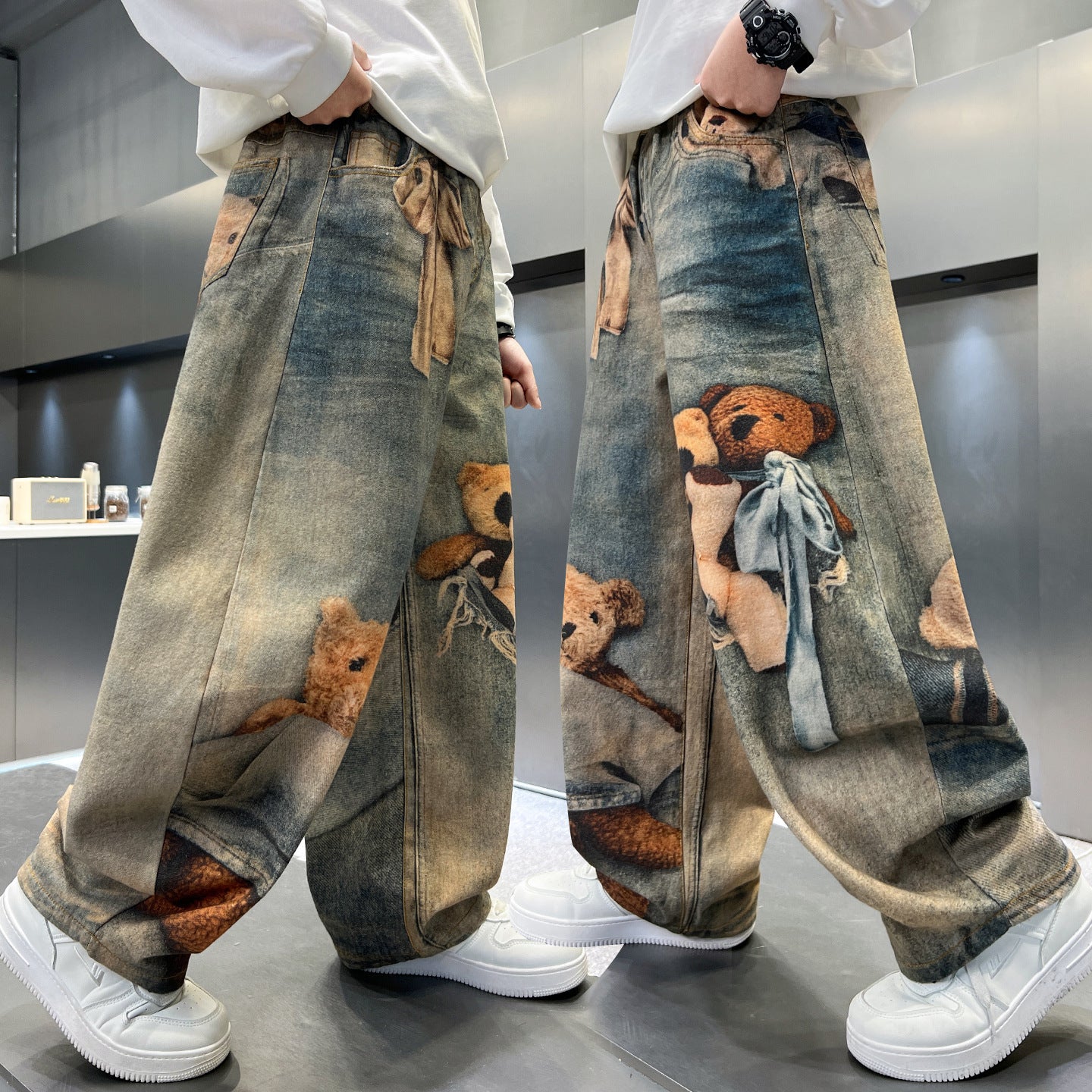Children's Boys Casual Korean Cartoon Printed Fried Street Children's Pants