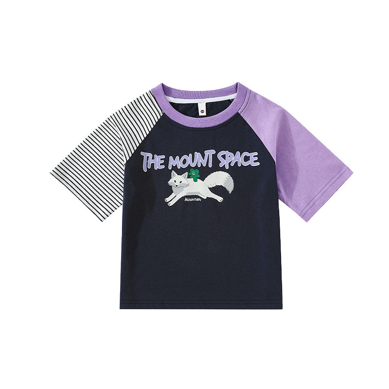 Children's Clothing Summer Contrast Color Raglan Sleeve Short Cotton Children's T-shirt