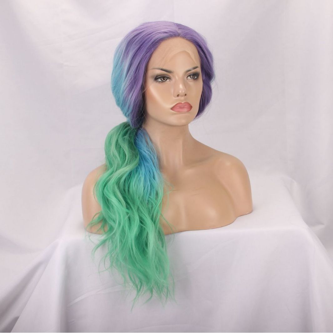 Women's Curly Chemical Fiber Big Wave Natural Front Head Sleeve Lace Wig Long Curls
