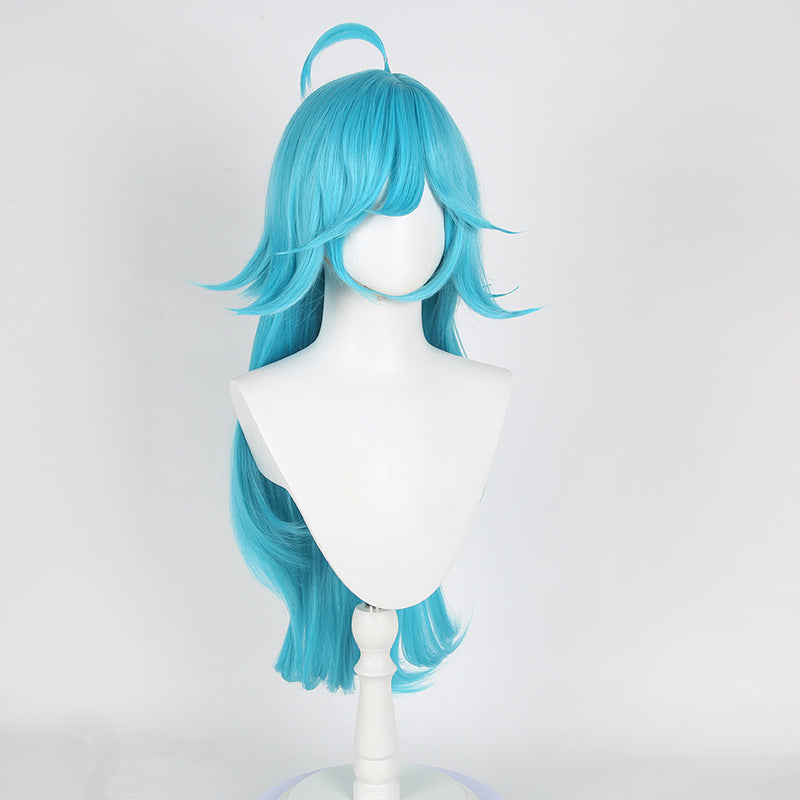 King Little Mermaid Sky Blue Turn Warped Head Leather Top Cos Wig