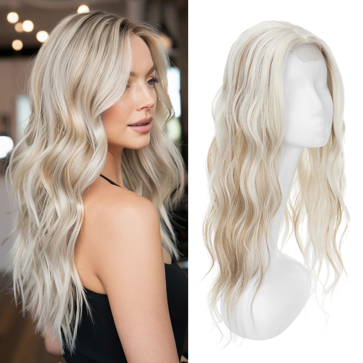 Natural Fluffy High Skull Top Hairpiece Big Wave Curly Wig