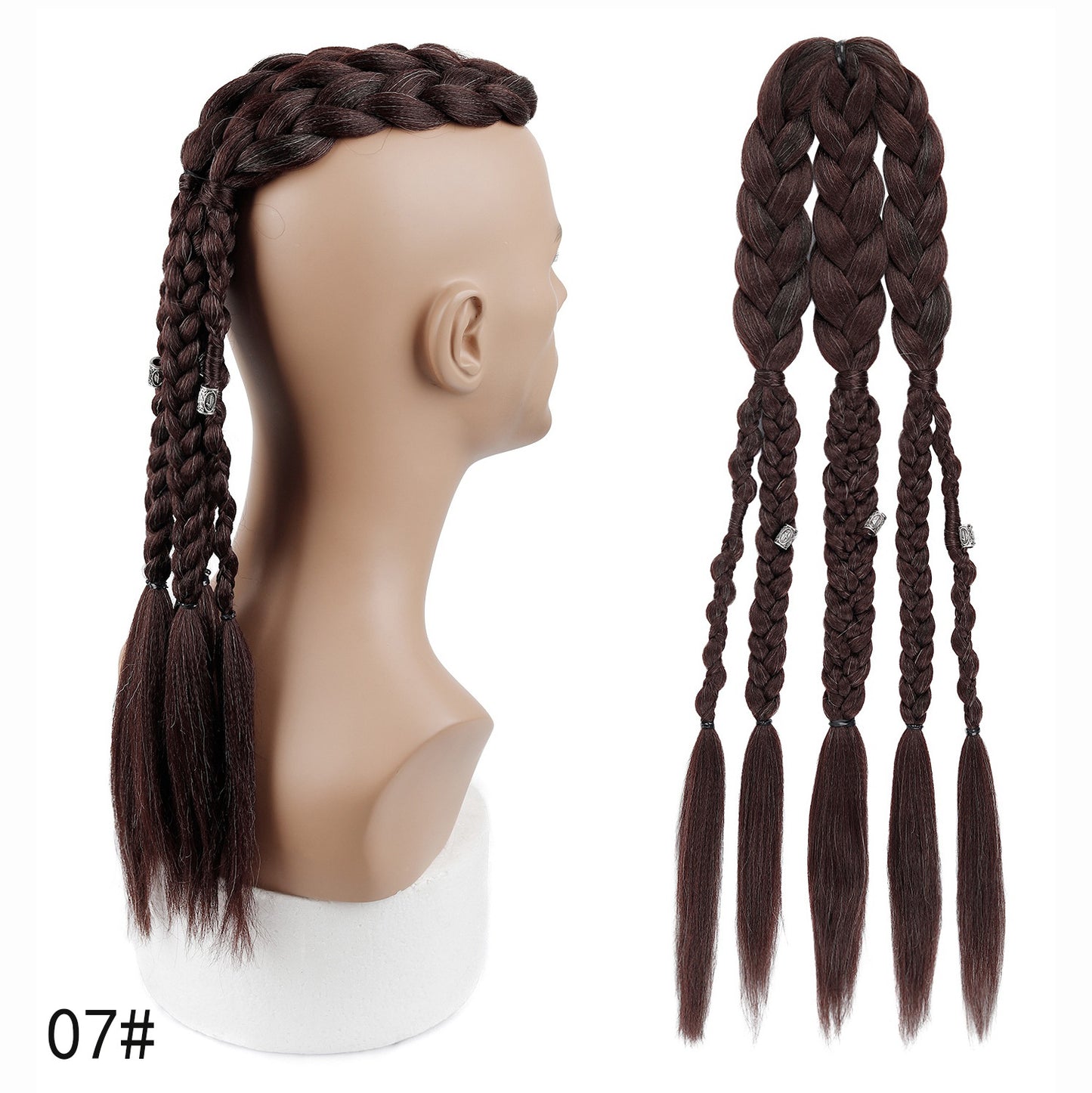 Men's Braid Inch Handmade Clip-on Viking Weave Horse Men's Wig