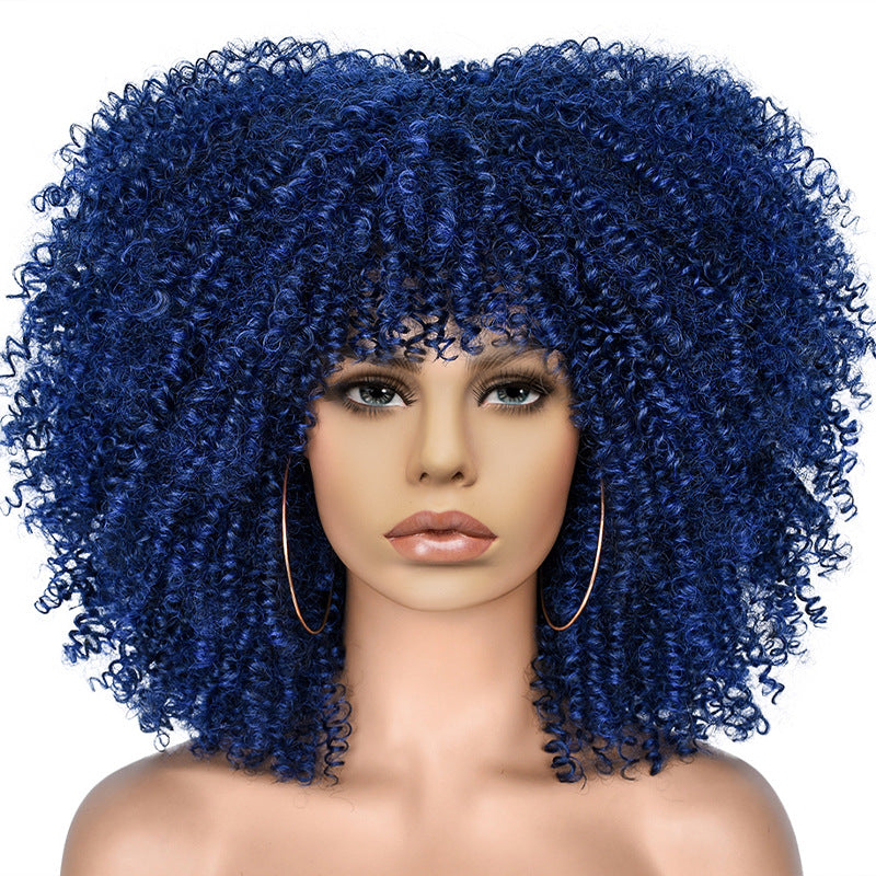 African Small Afro Rose Net Synthetic Wig Short Curly Hair