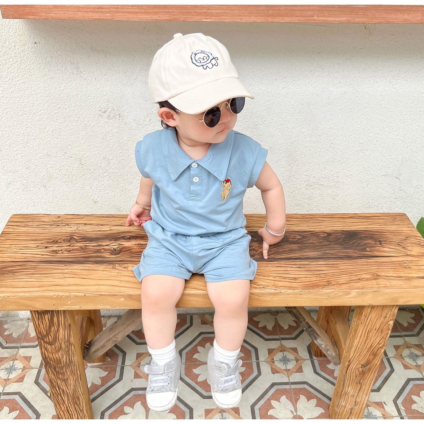 Boy Sleeveless Tank Top Shorts Two-piece Loose Thin Breathable Cotton Children's Suit