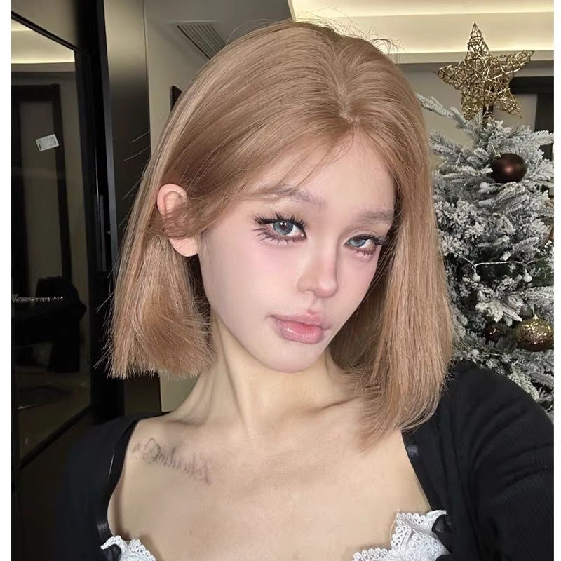 Women's Coney Small Lace Hot Summer Thin Temperament Mid-point Daily Full Wig Short Straight Hair
