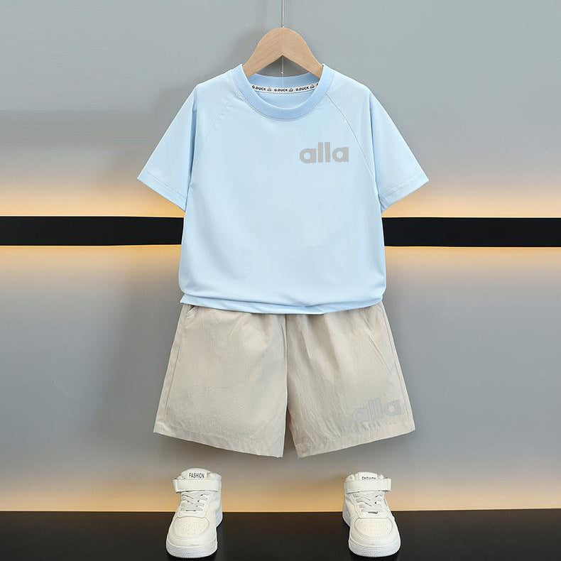 Children's Ice Silk Summer Clothing Boys Sports Wind Speed Dry Breathable Children's Suit