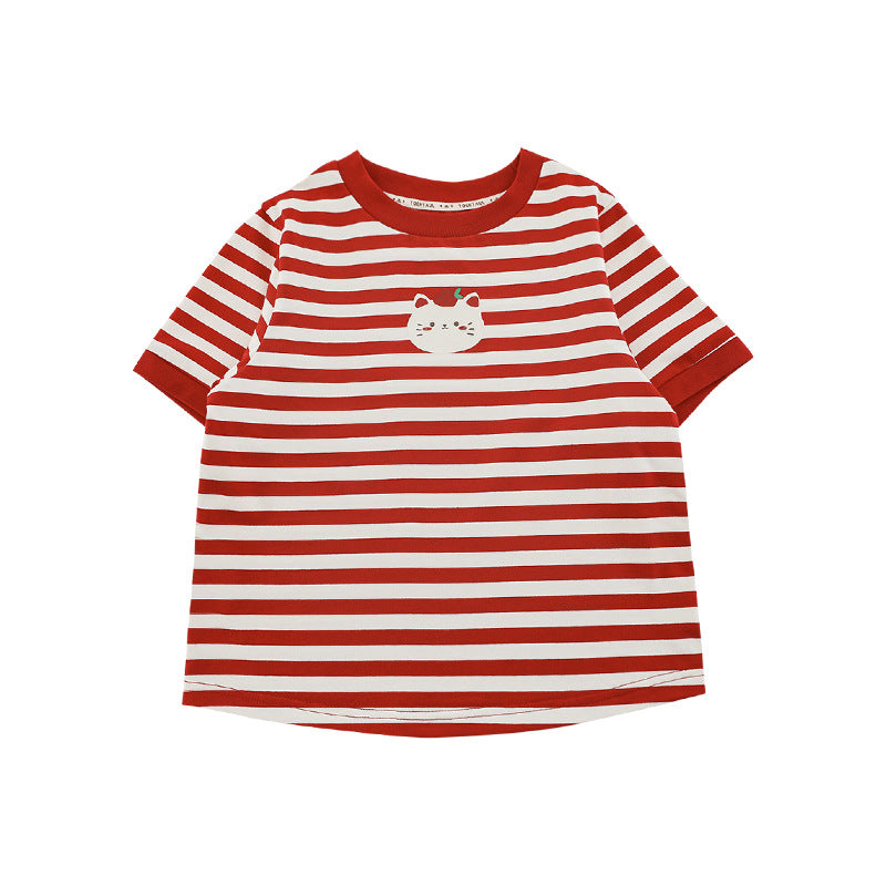 Strawberry Series Summer Cool Loose Short-sleeved Embroidery Shorts Children's T-shirt