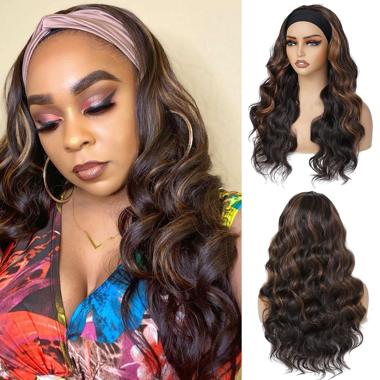 Silk Hair Band Fluffy Big Wave Wig Long Curls