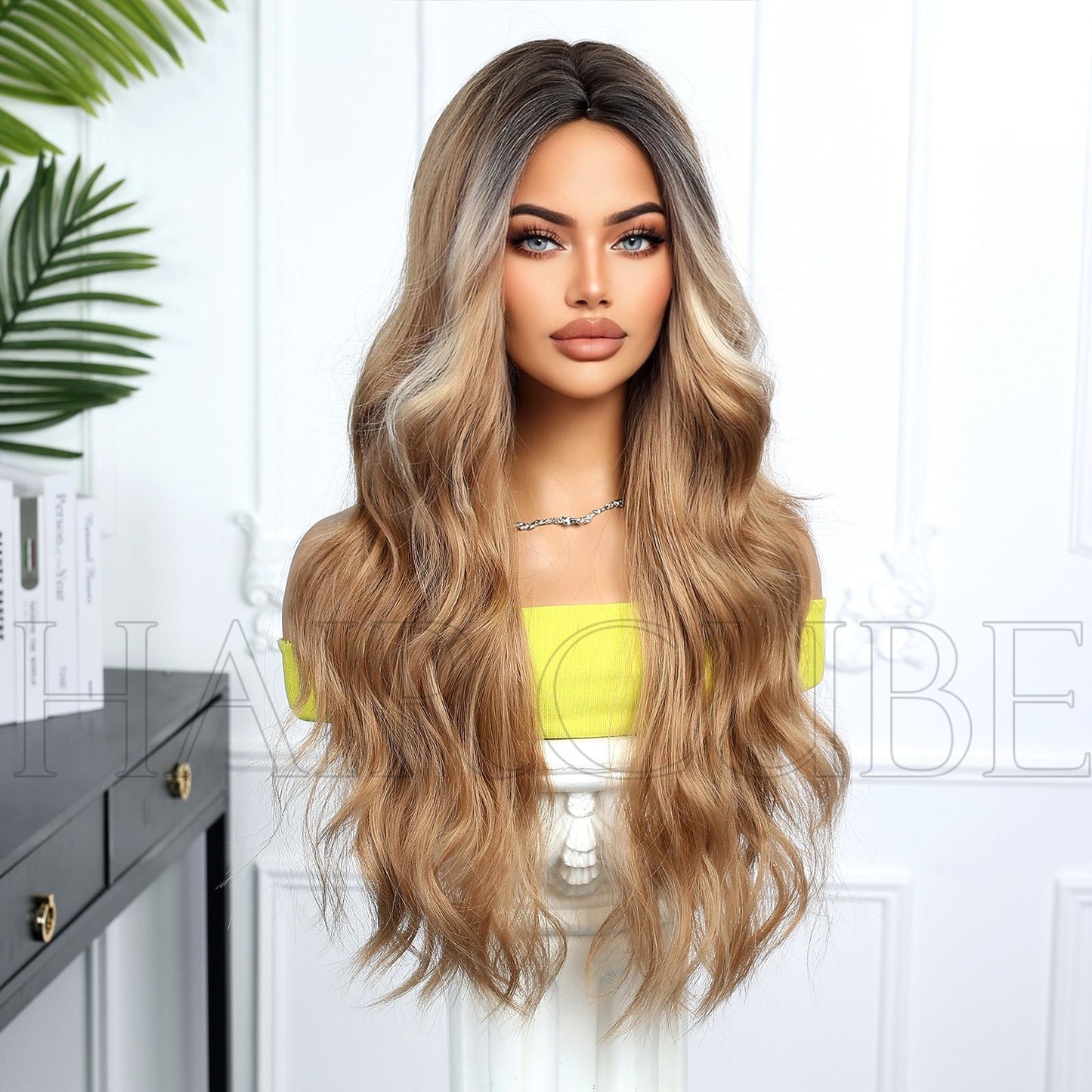 Women's Curly Hair Mechanism Chemical Fiber Head Cover Wig Long Curls