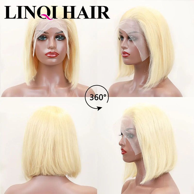 Front Lace Head Cover Human White Gold Real Hair Wig
