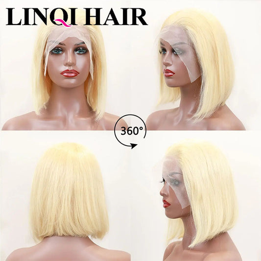 Front Lace Head Cover Human White Gold Real Hair Wig