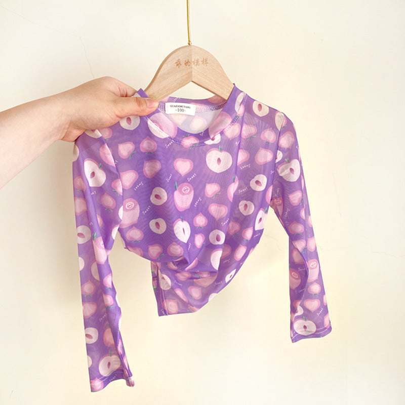 Silk Sun Protection Clothing Bottoming Shirt Air Conditioner Mesh Breathable Children's T-shirt