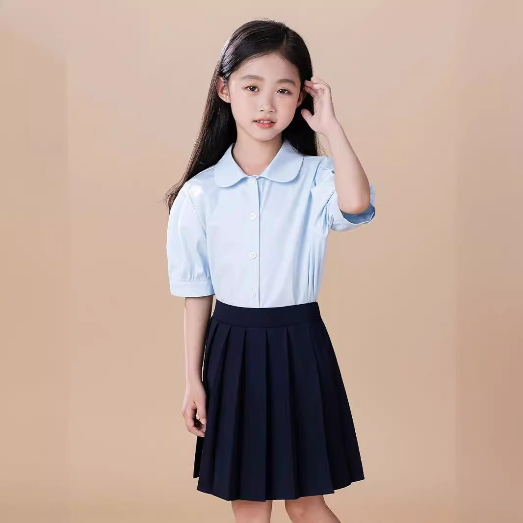 Children's Clothing Summer Short Sleeve Cotton White Doll Collar Children's Shirt