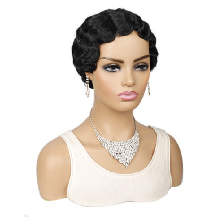Head Cover Water Wave Synthetic Wigs Wig Short Curly Hair