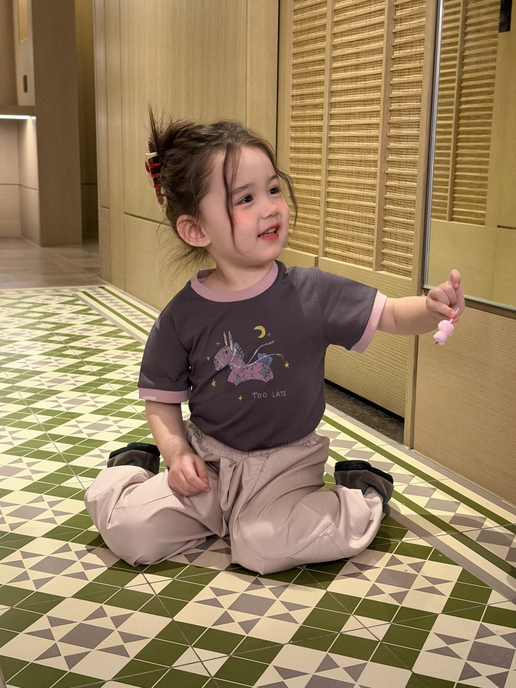 Children's Korean Style Clothing Round Neck Cartoon Short Children's T-shirt
