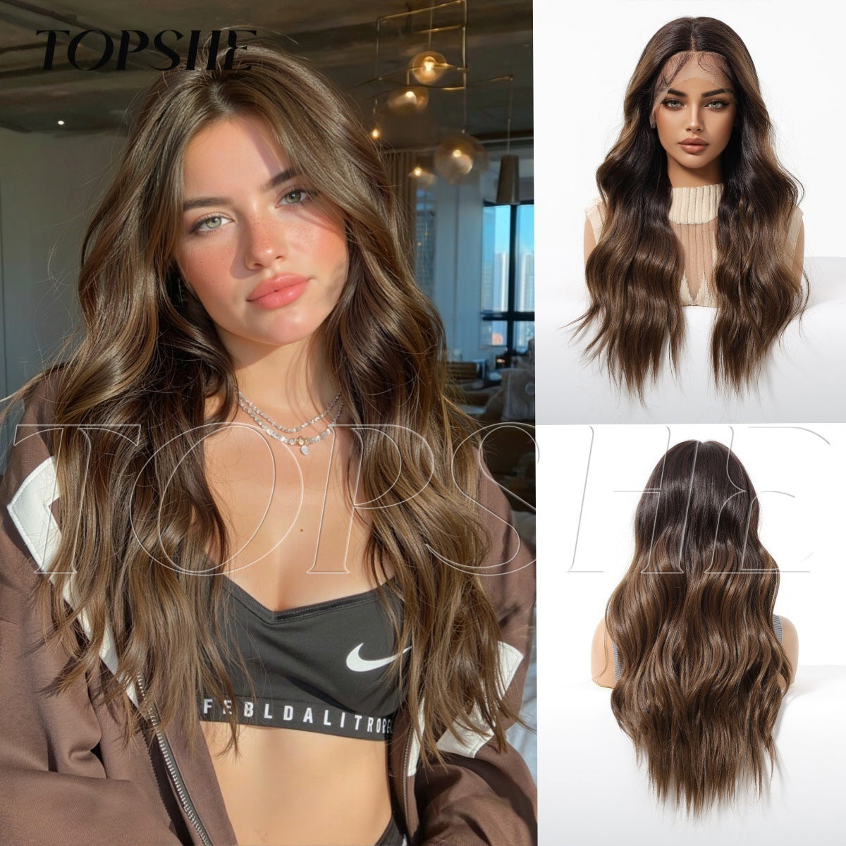 Women's For Can Be Divided Into Dark Brown Curly Hair At Wig Long Curls