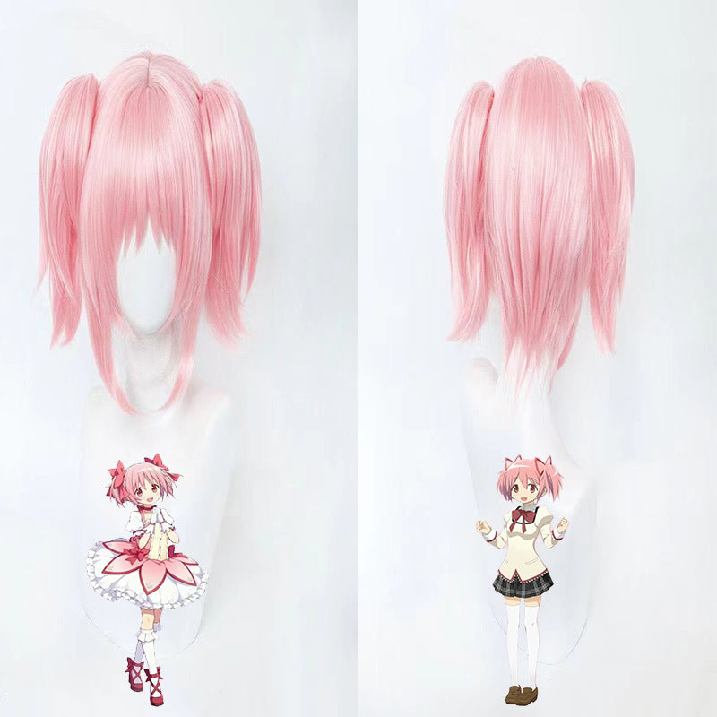 Deer Eye Round Small Pink Jaws Clamp Short Cos Wig