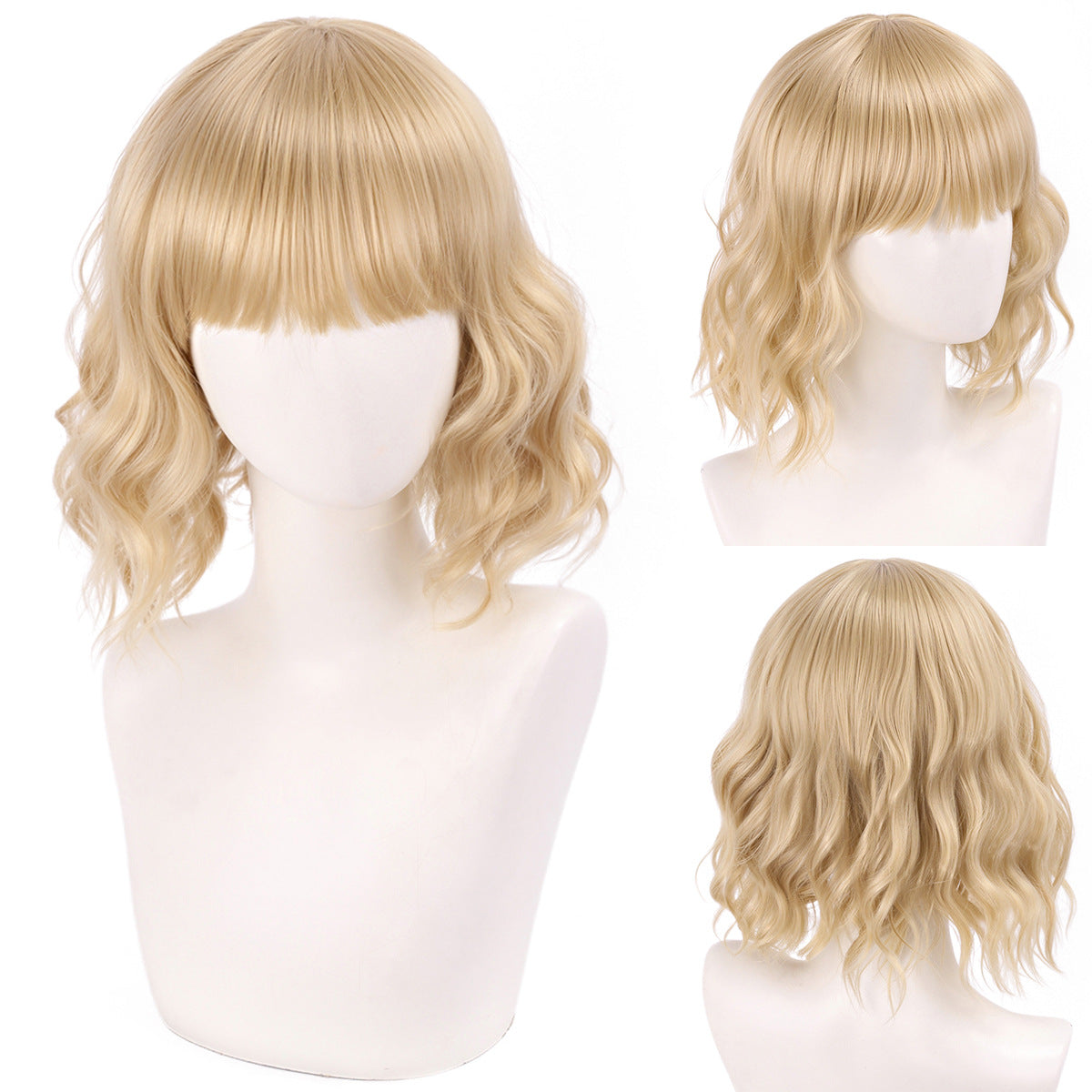 Versatile Comfortable Fringe Festival Water Ripple Wig Short Curly Hair