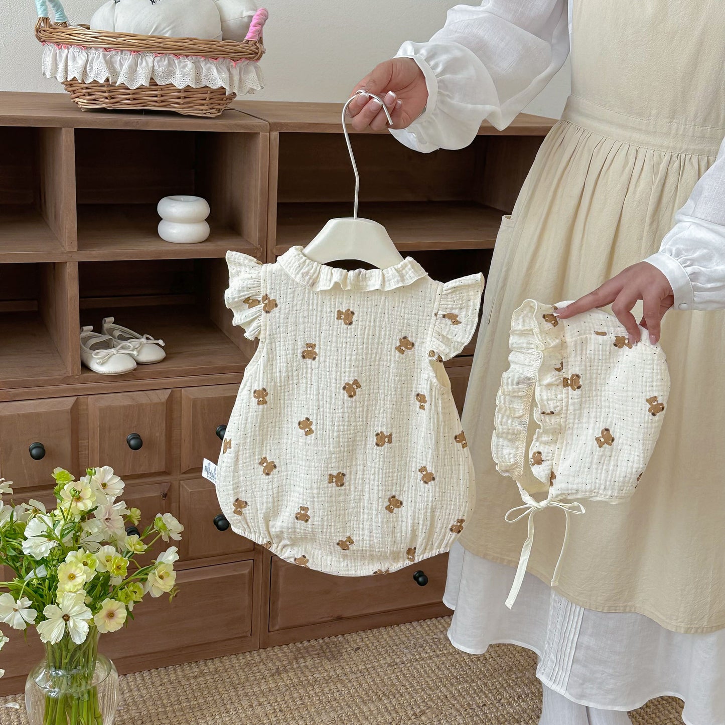 Korean Style Summer Clothes Thin Cotton Cute Bear Born Jumpsuit Jumpsuit, Climbing Suit