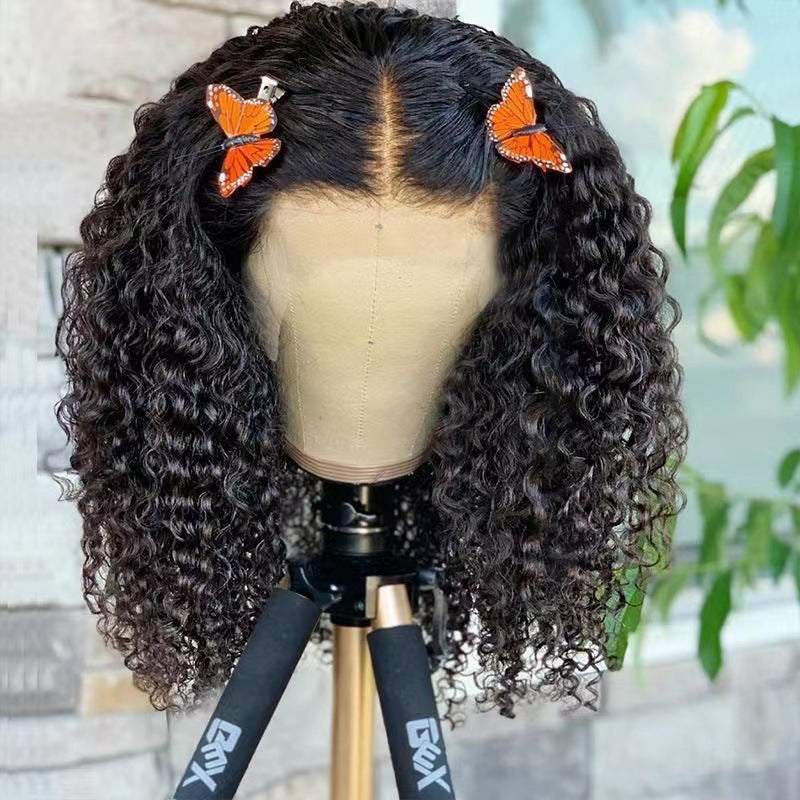 Fashion Roll African Small Volume Fluffy Natural Front Lace Chemical Wig Short Curly Hair