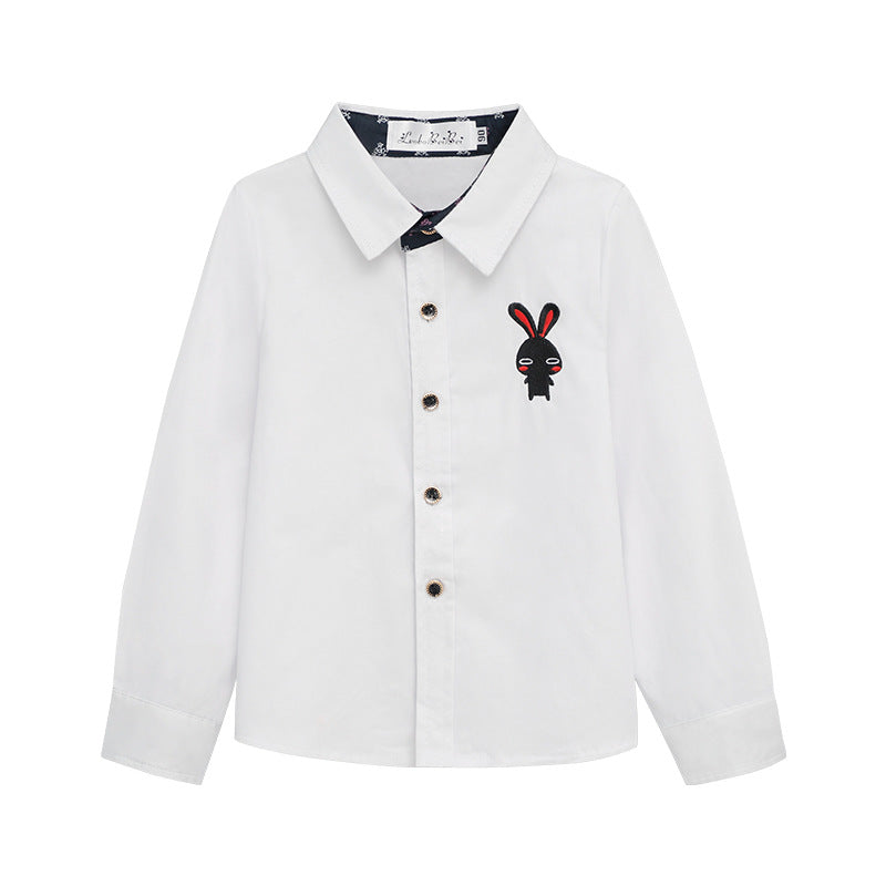 Children's Korean Style Striped Bottoming Thickened Solid Color Long Children's Shirt