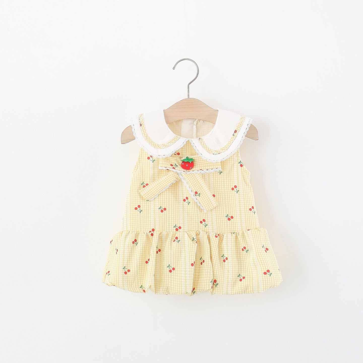 Children's Clothing Sleeveless One-piece Summer Infant Doll Collar Cherry Children's Dress