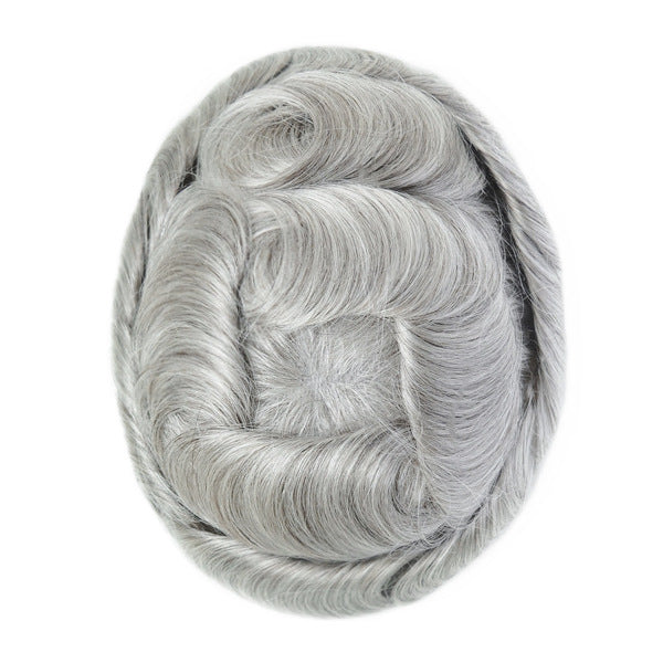 Men's Leather Hand Crochet V Needle Hairpiece Men's Wig