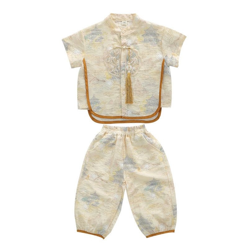 Children's Style Summer Han Chinese Costume Two-piece Children's Suit