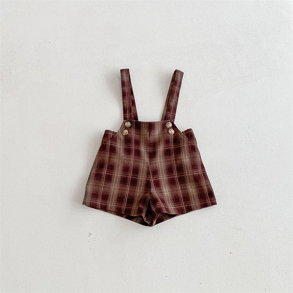 Children's Pants Spring Infant Corduroy Plaid Boys Jumpsuit, Climbing Suit