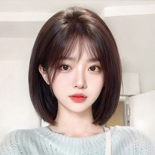 Innovative Breathable Fluffy Invisible Supernatural Whole Wig Short Straight Hair