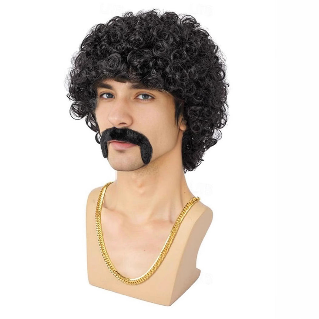Men's Rose Net Universal Chemical Fiber Small Curly Men's Wig