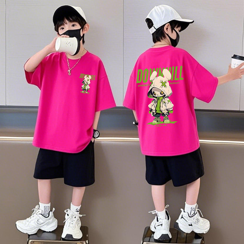 Pants Summer Loose Round Neck Half Cool Handsome Children's Suit