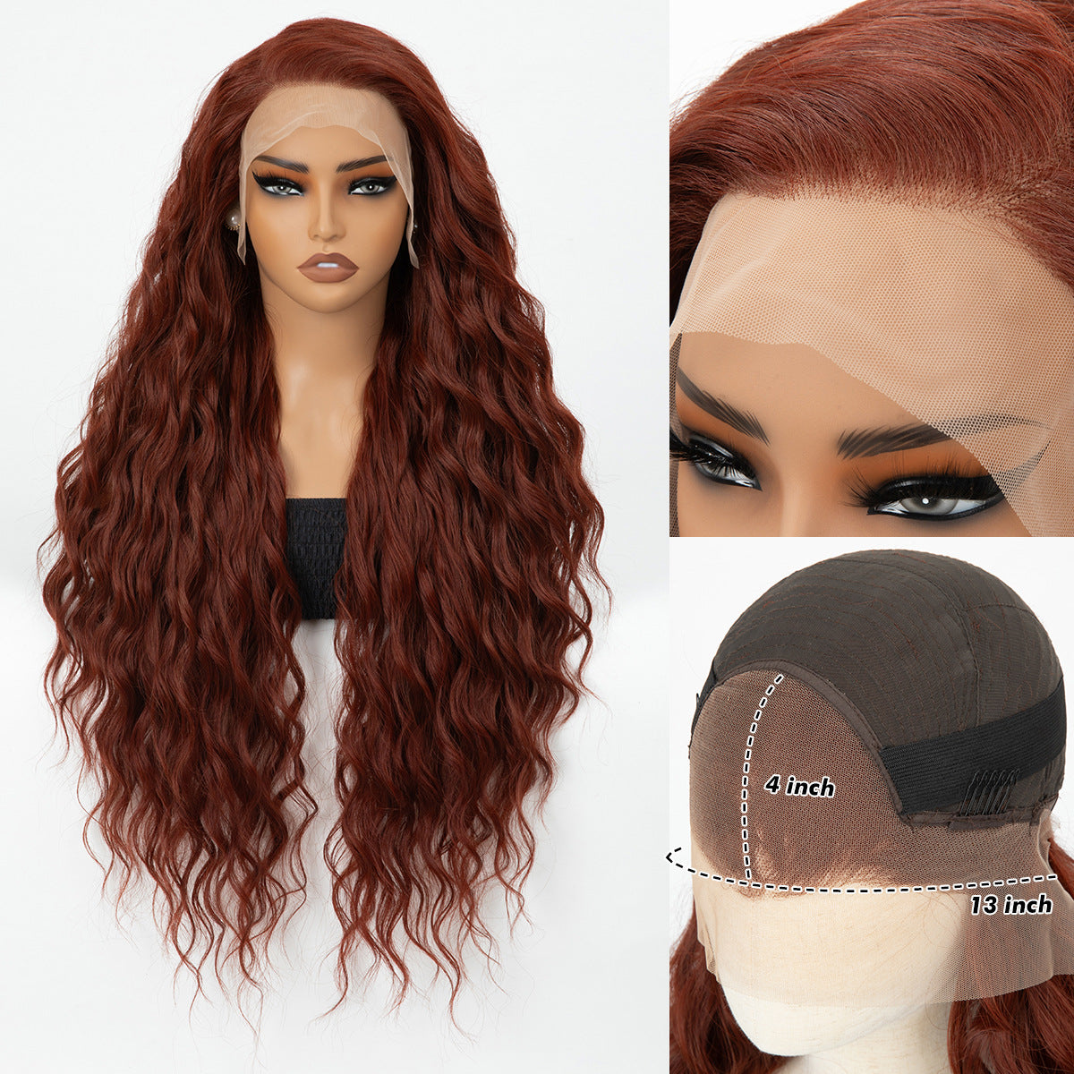 Forehead Lace Headband Hand-woven Long Curly Hair Black Other Wig