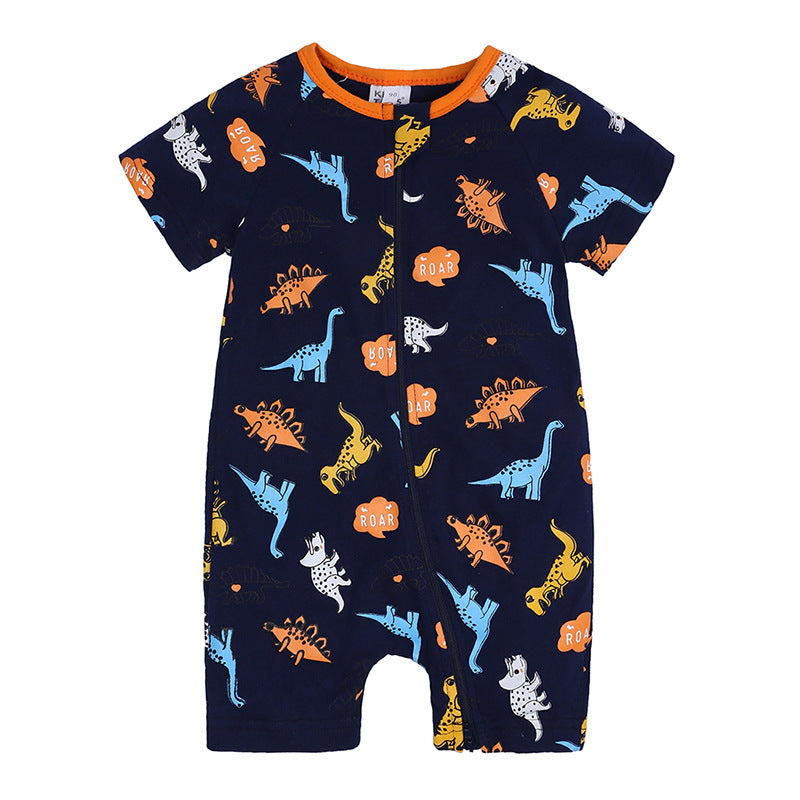 Short-sleeved Double Zipper One-piece Cotton Unisex Jumpsuit, Climbing Suit