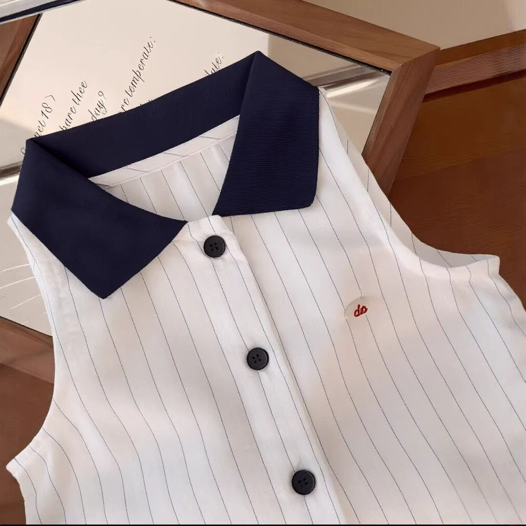 Children's Suit Summer Fashionable Clothes Sleeveless Vest Striped Children's Dress