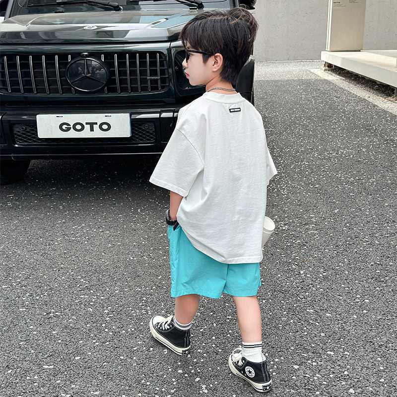 Children's Boy's Short-sleeved Pure Cotton Summer Dress Middle Big Children's T-shirt
