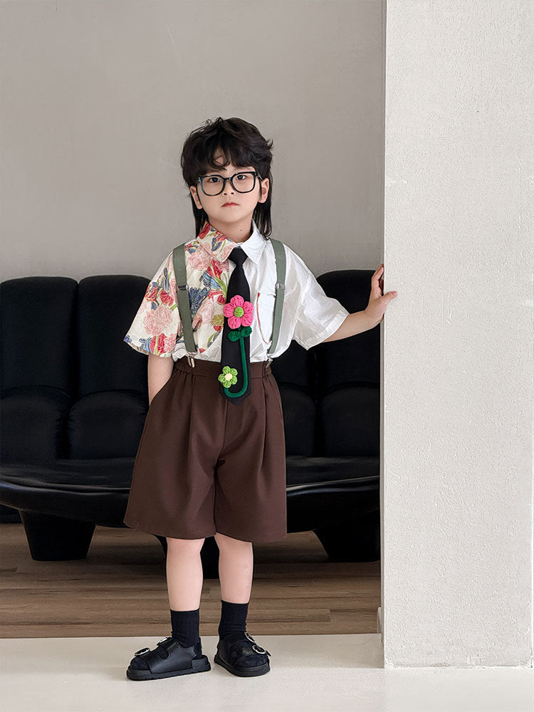 Children's Summer Korean Style Short Sleeve Western Printed Children's Shirt