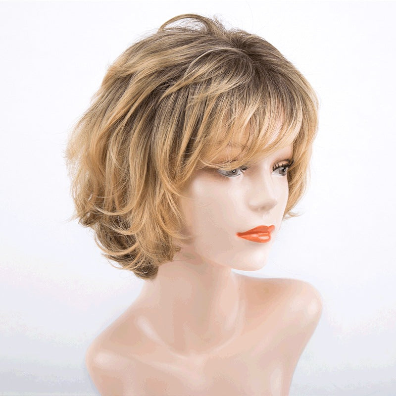 Women's Best Selling Fluffy Side Bangs Gradient Wig Short Curly Hair