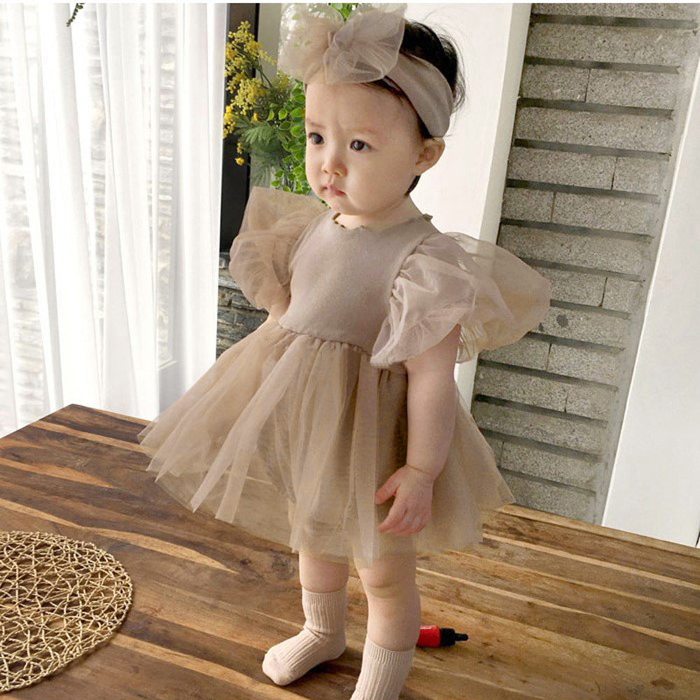Puff Sleeve Tulle Tutu Skirt Free Jumpsuit, Climbing Suit