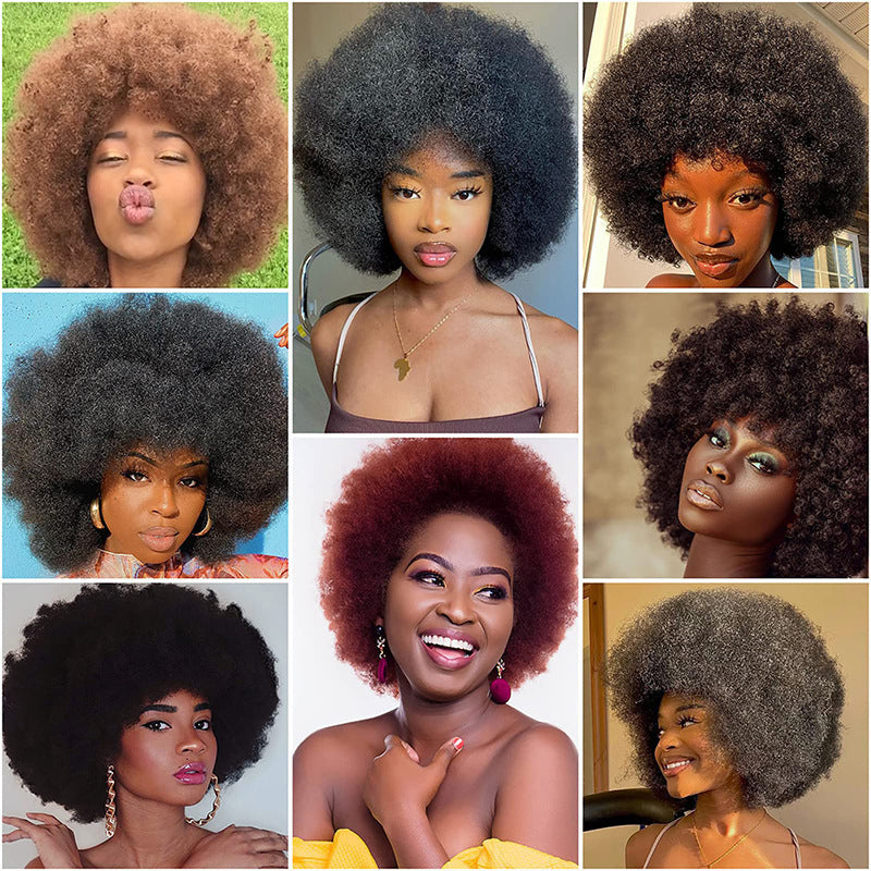 African Afro Micro Volume Chemical Fiber Role Play Performance Wig Short Curly Hair