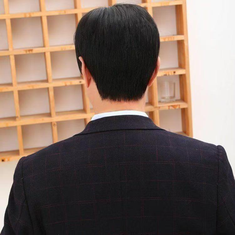 Men's All Real Hair Breathable Short Head Men's Wig