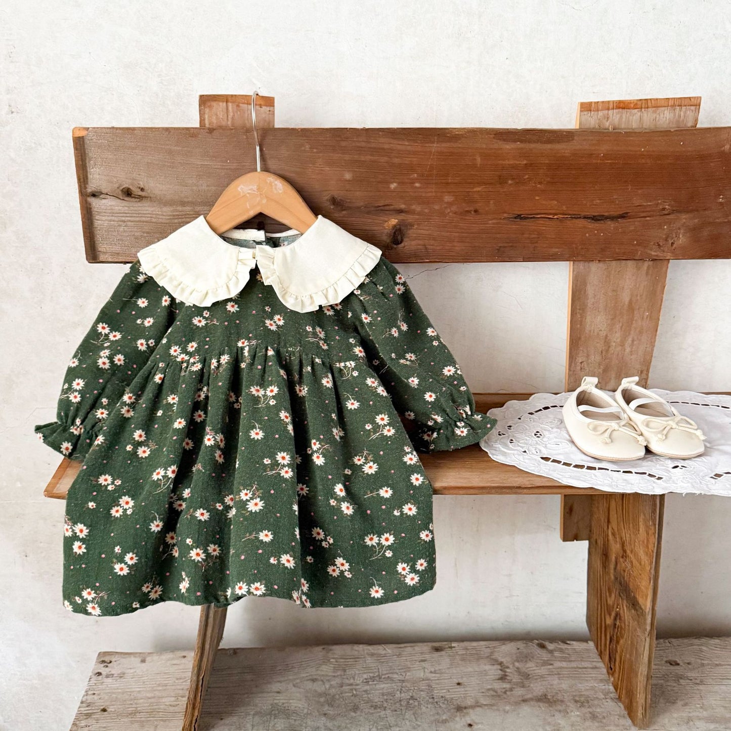 Korean Style Pure Cotton Printing Lapel Soft Children's Dress