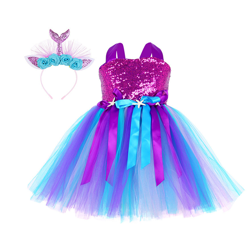 Children's Mermaid Sequin Gauze Skirt Clothing Children's Dress