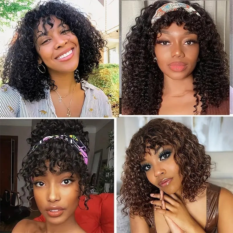 Women's Straight Bangs Small Fiber Chemical Front Wig Short Curly Hair